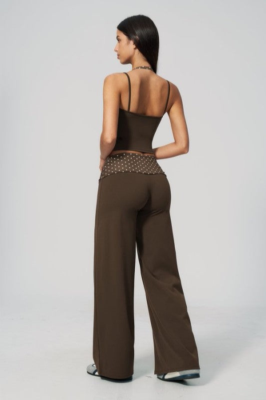 Cropped Spaghetti Strap Cami & Wide Leg Pants Set