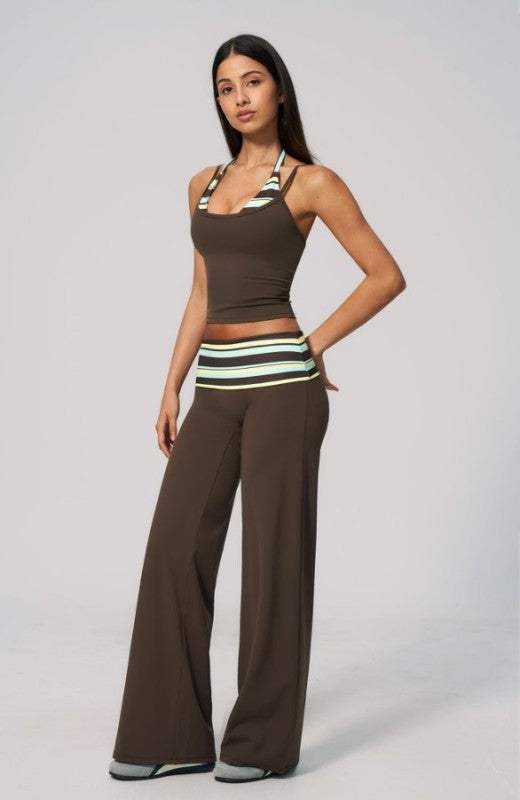 Cropped Spaghetti Strap Cami & Wide Leg Pants Set