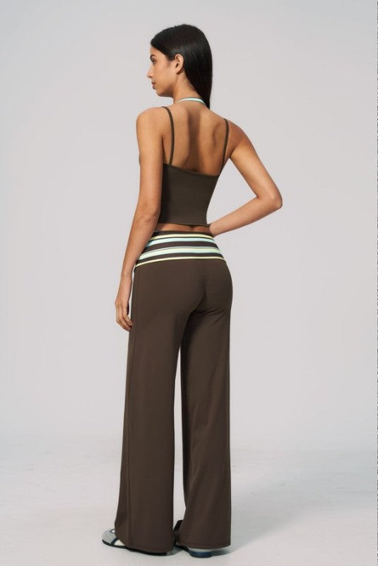 Cropped Spaghetti Strap Cami & Wide Leg Pants Set