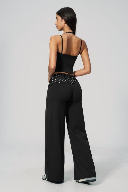Cropped Spaghetti Strap Cami & Wide Leg Pants Set