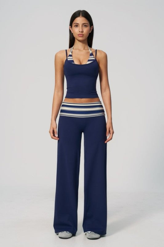 Cropped Spaghetti Strap Cami & Wide Leg Pants Set