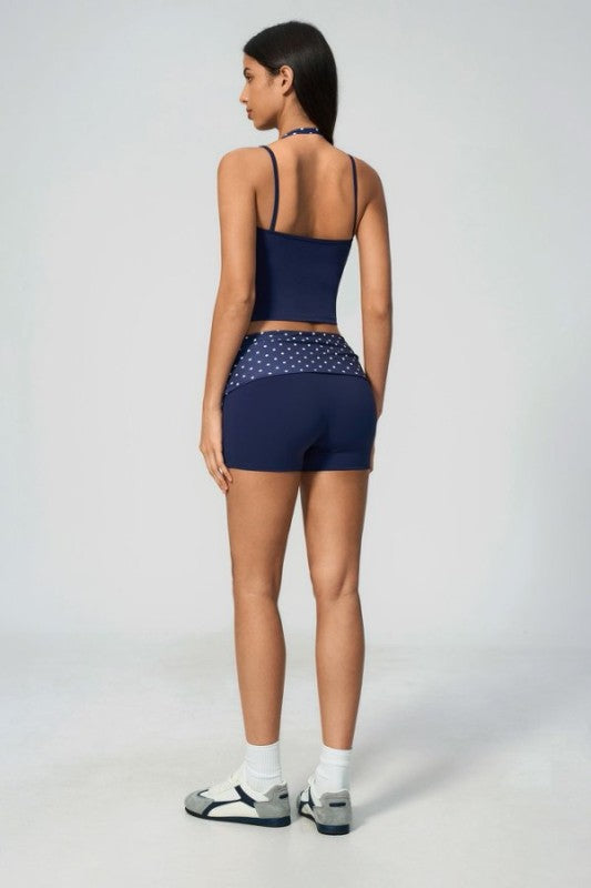 Sporty Halter Crop Top & High Waist Shorts Set