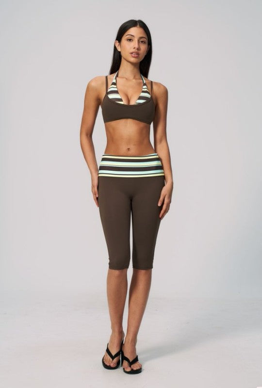 Layered Two Tone Cami & 7/8 Pants Set
