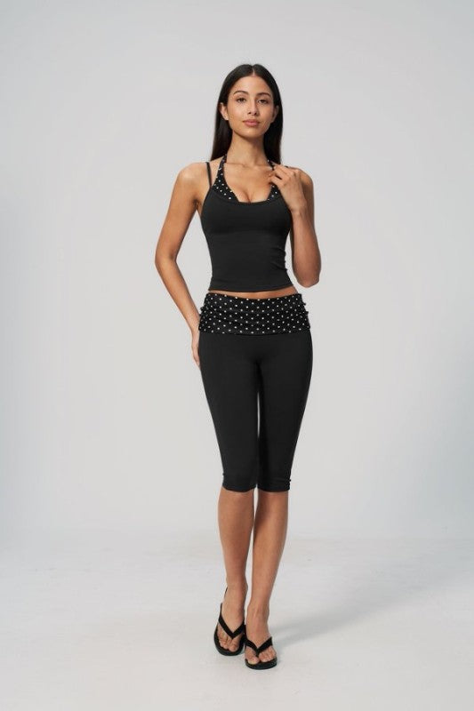 Cropped Halter Neck Top & Capri Leggings Set