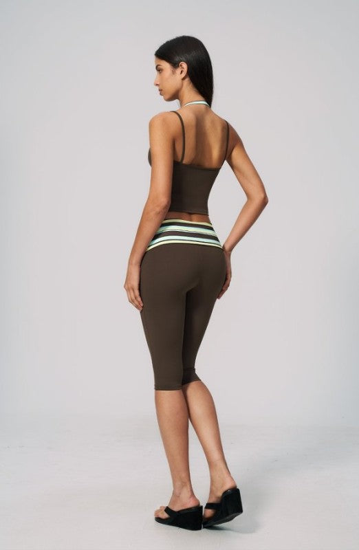 Cropped Halter Neck Top & Capri Leggings Set
