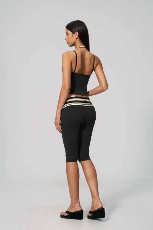 Cropped Halter Neck Top & Capri Leggings Set