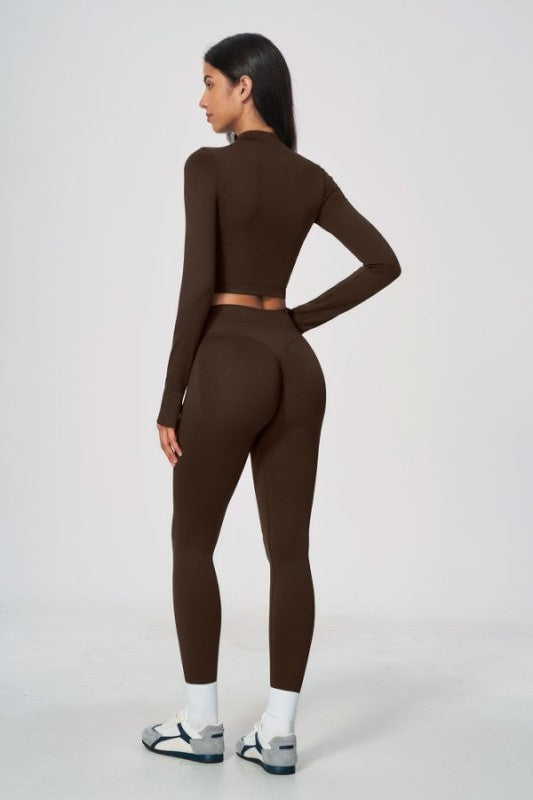 Long Sleeve Zip Up Crop Jacket & Full Length Leggings Set