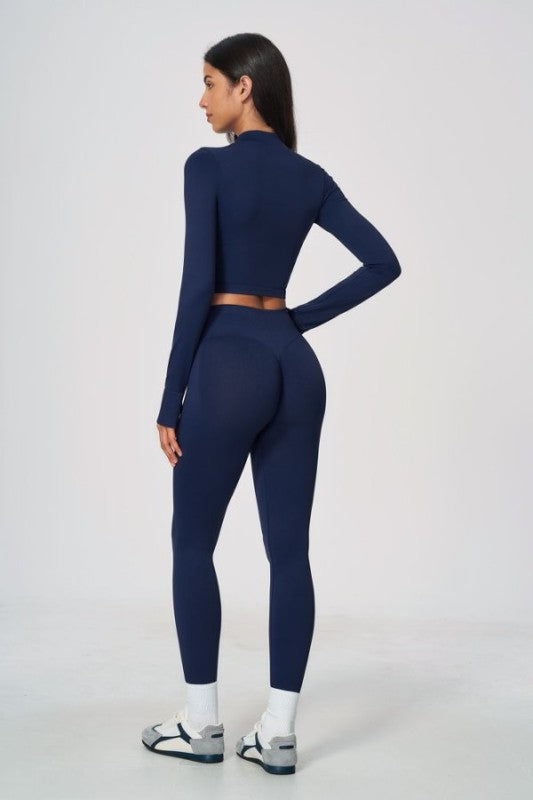 Long Sleeve Zip Up Crop Jacket & Full Length Leggings Set