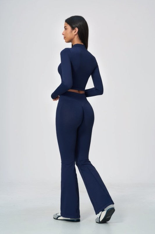 Cropped Zip Up Jacket & Flared Leggings Set