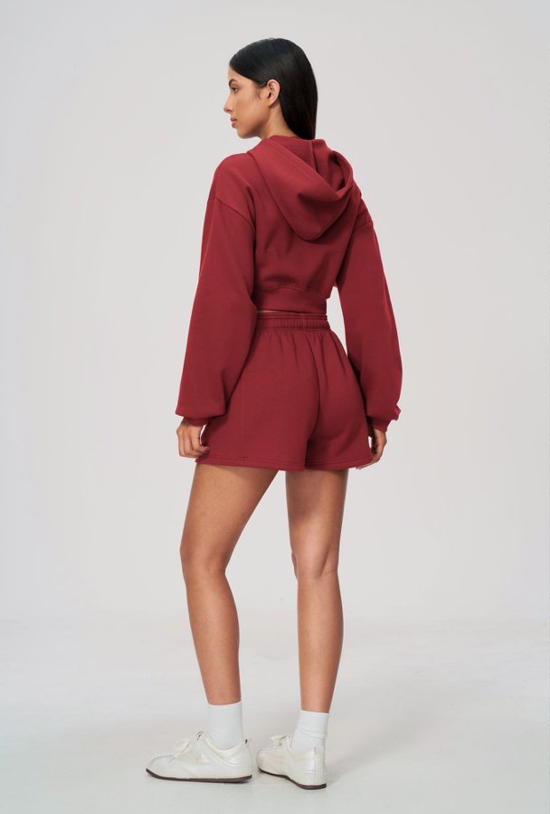 Cropped Zip Up Hoodie & Matching Shorts Set