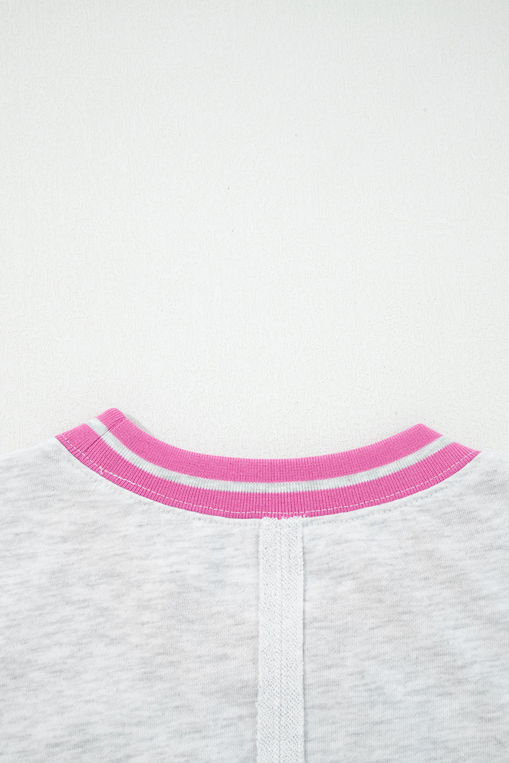 Gray Flower Patch Contrast Trim Crew Neck Sweatshirt