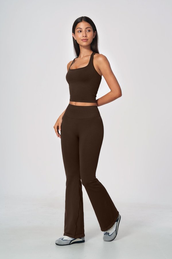 Sporty Racerback Tank & Flared Leggings Set