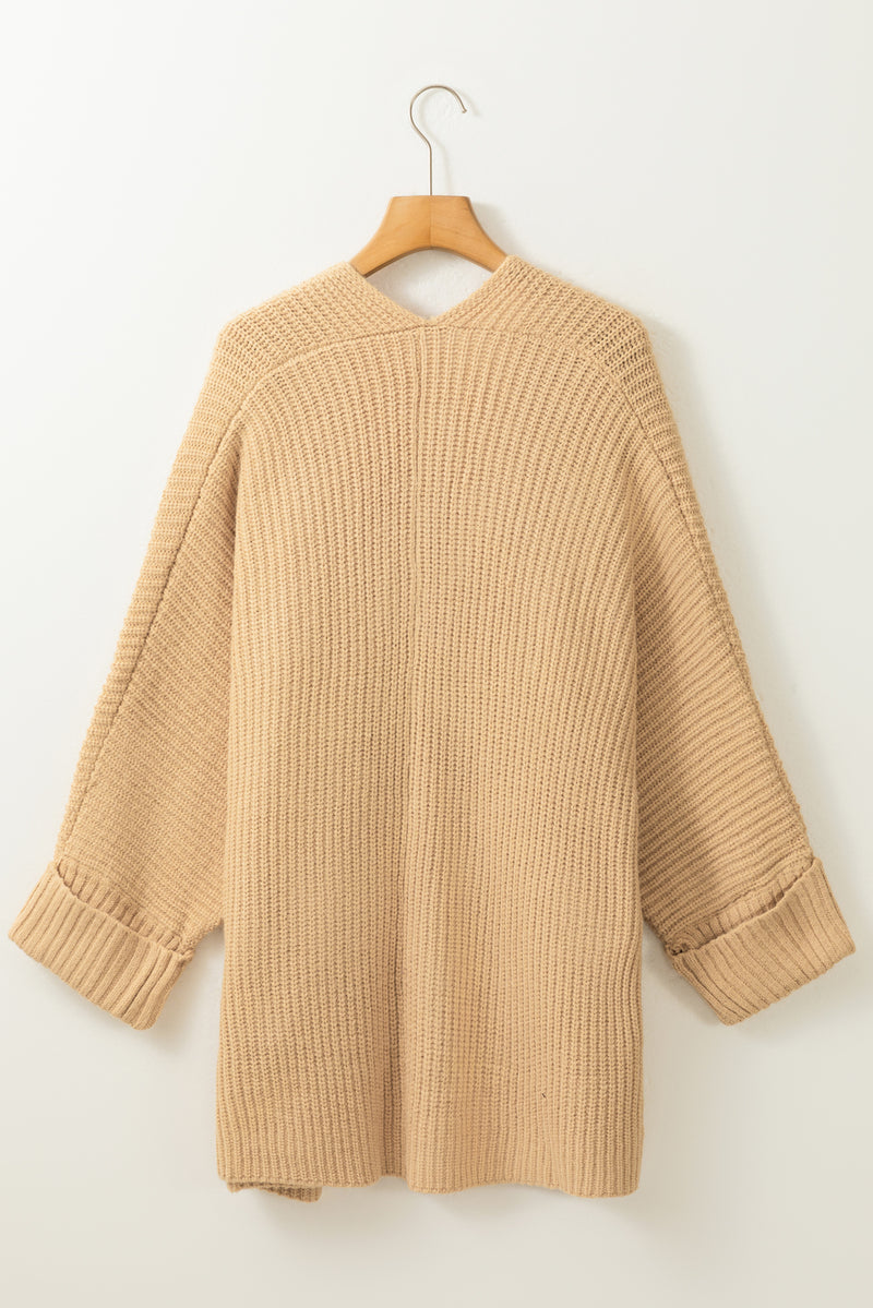 Apricot Oversized Fold Over Sleeve Sweater Cardigan