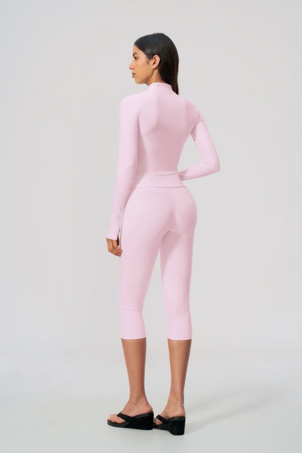 V Neck Bra & Cropped Leggings with Jacket Set