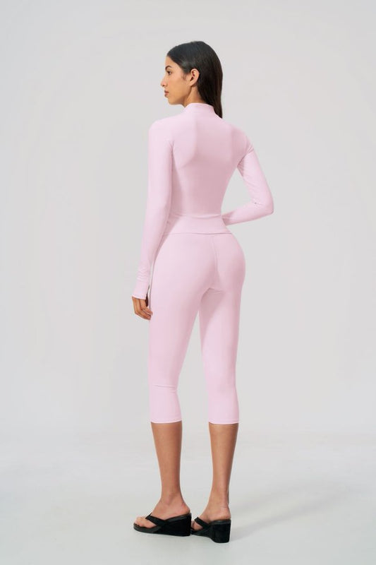 V Neck Bra & Cropped Leggings with Jacket Set