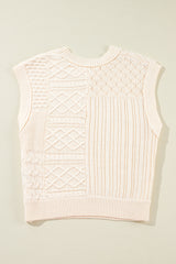 Beige Cable Knit Dolman Armholes Sweater Tank