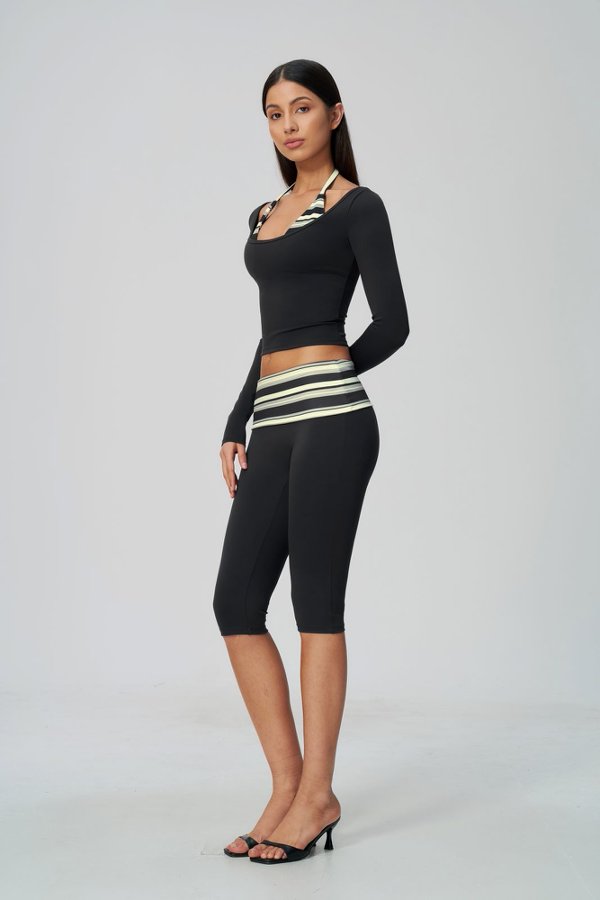 Long Sleeve Crop Top and Capri Leggings Set