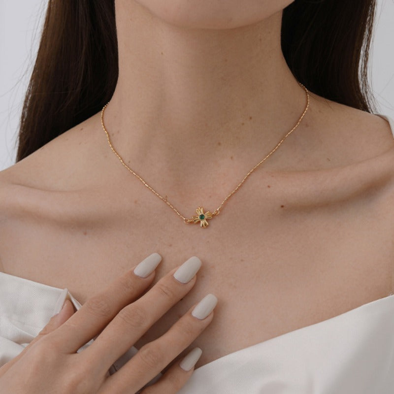 Clover Zircon Adjustable Necklace