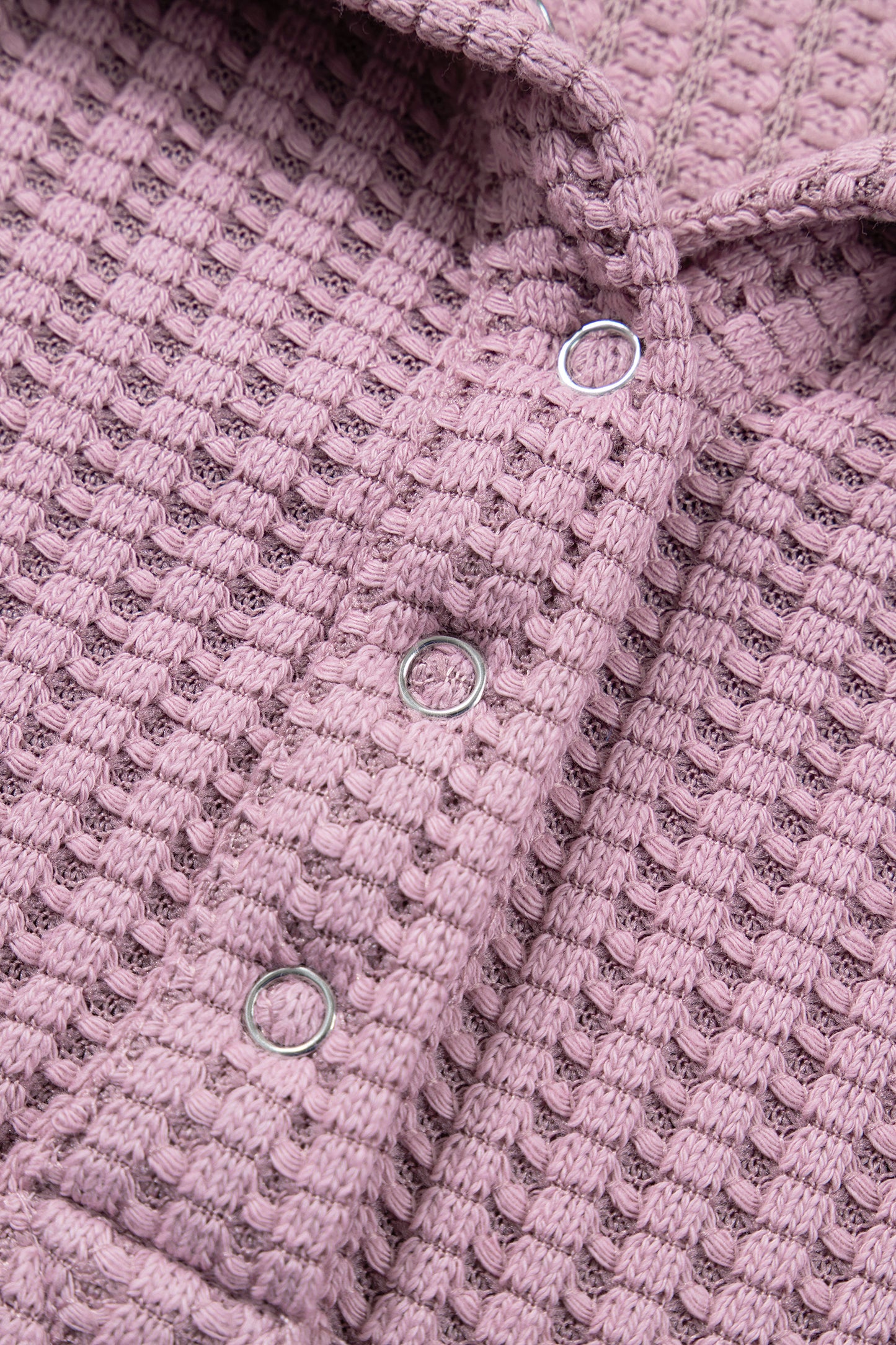 Light Pink Solid Color Textured Snap Button Collared Baggy Top