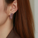 Zircon Slanted Rectangle Earrings