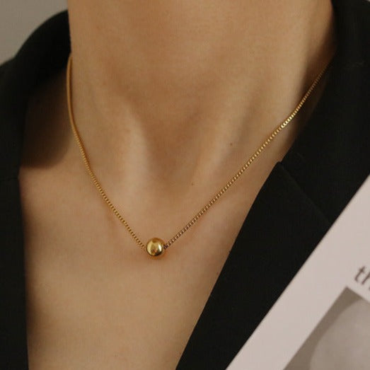 18k Gold Plated Single Bead Necklace