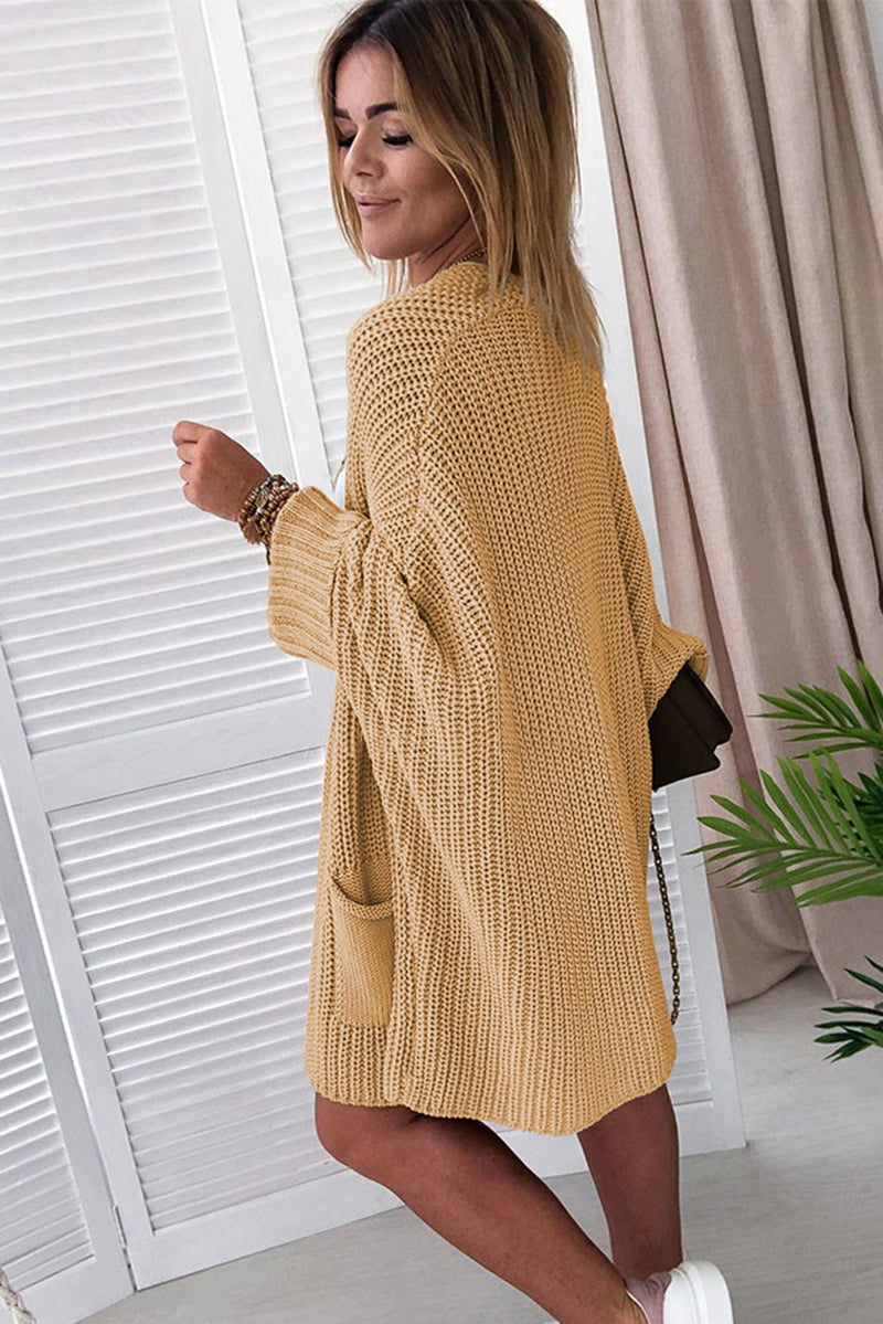 Apricot Oversized Fold Over Sleeve Sweater Cardigan