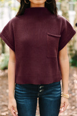 Mineral Red Patch Pocket Ribbed Knit Short Sleeve Sweater