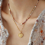 Natural Stone Necklace and Cherub Heart Necklace