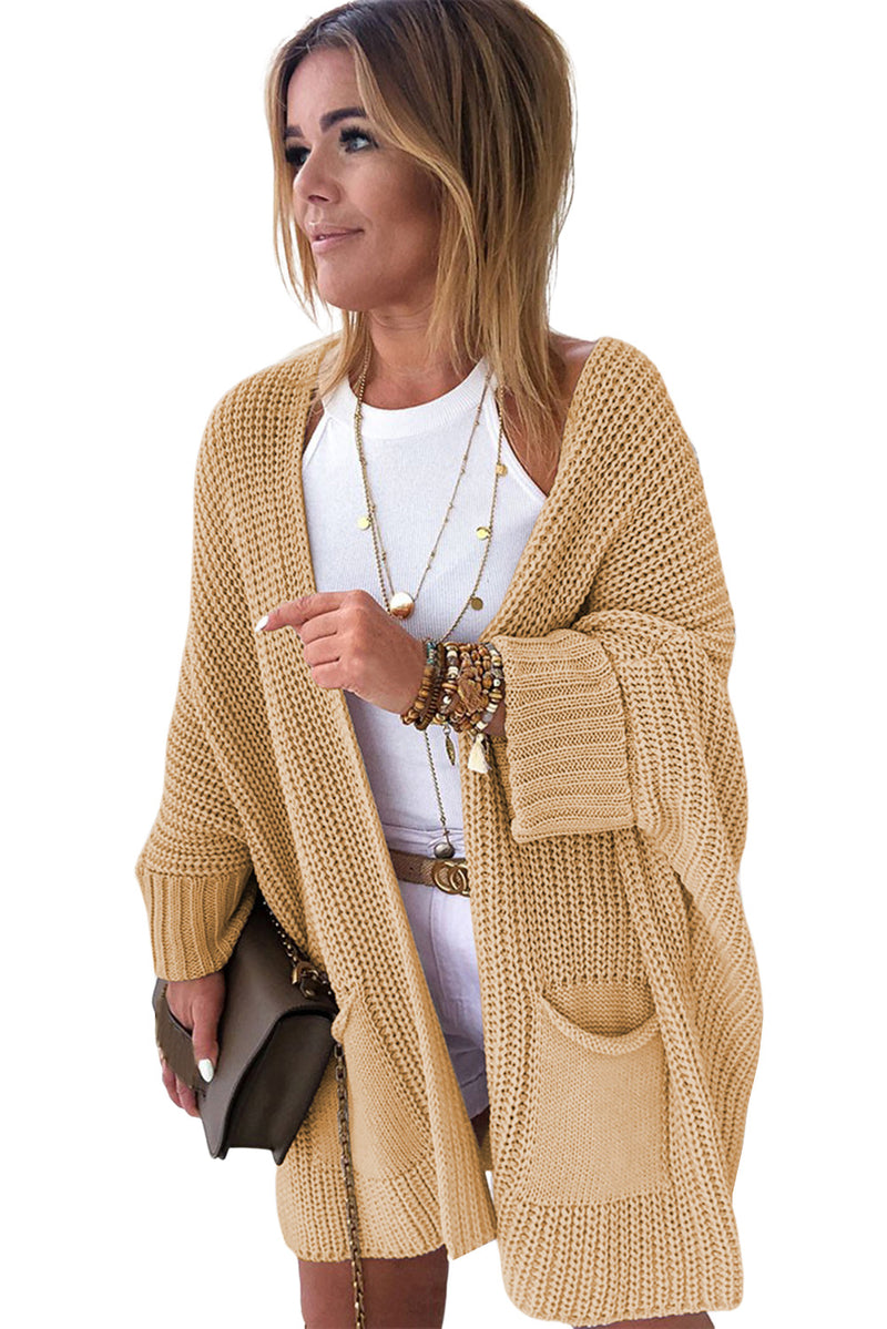 Apricot Oversized Fold Over Sleeve Sweater Cardigan