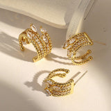 Zircon Twisted Rope Earrings and Ear Cuff