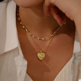 Zircon Inlaid Heart Necklace Collection