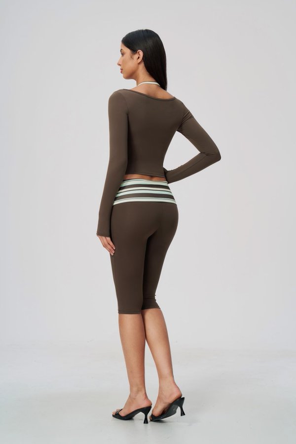 Long Sleeve Crop Top and Capri Leggings Set