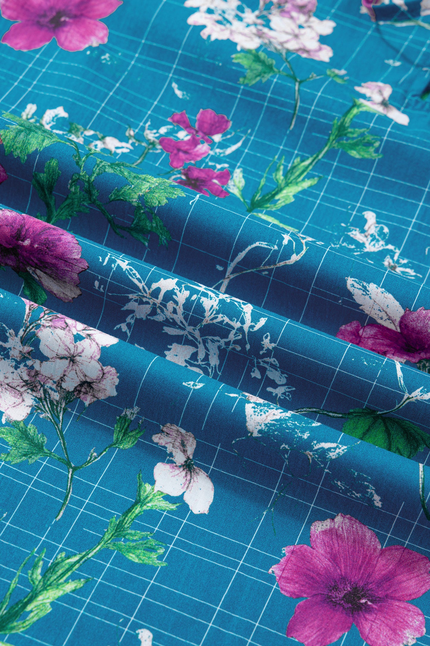 Blue Floral Flutter Sleeve Button Tie Split Neck Belted Long Dress