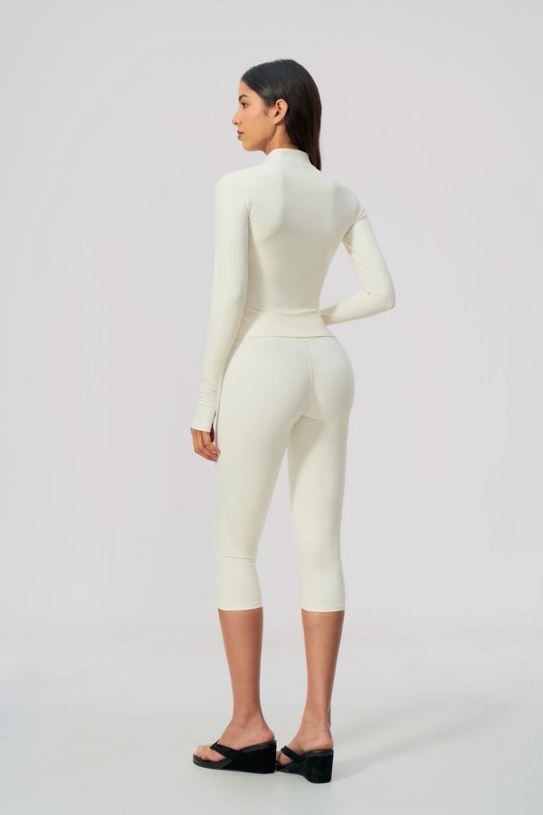 V Neck Bra & Cropped Leggings with Jacket Set