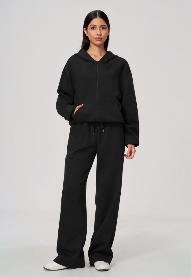 Zip Up Hoodie and Wide Leg Sweatpants Set