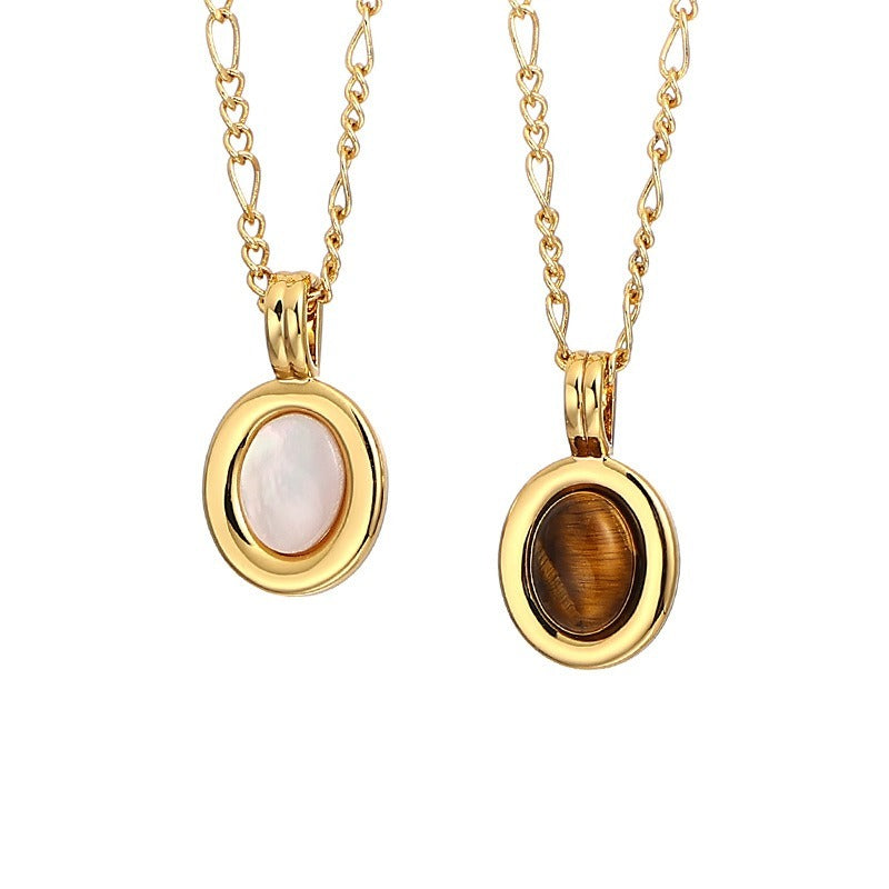 Oval Stone Pendant Necklaces