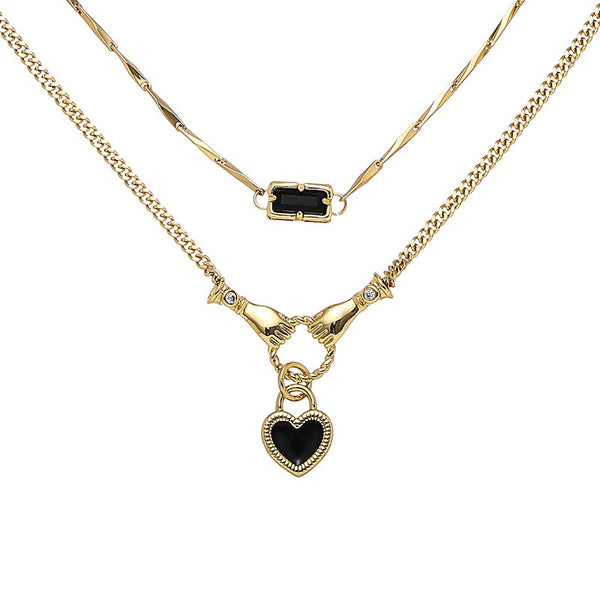 Black Zircon Necklace Duo