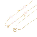 Celestial Pearl Dainty Necklace and Heart Charm Necklace