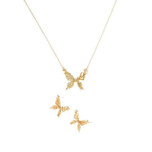 Flaming Butterfly Necklace and Earring set