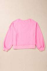 Pink Touch Down Rugby Football Embroidered Plus Size Sweatshirt