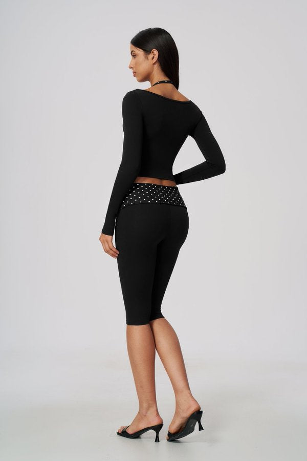 Long Sleeve Crop Top and Capri Leggings Set