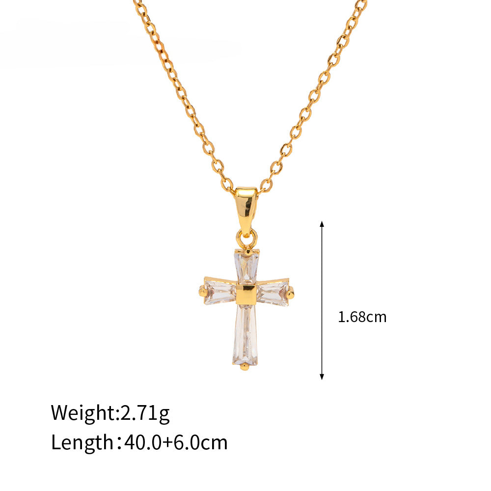 Zircon Dainty Cross Necklace