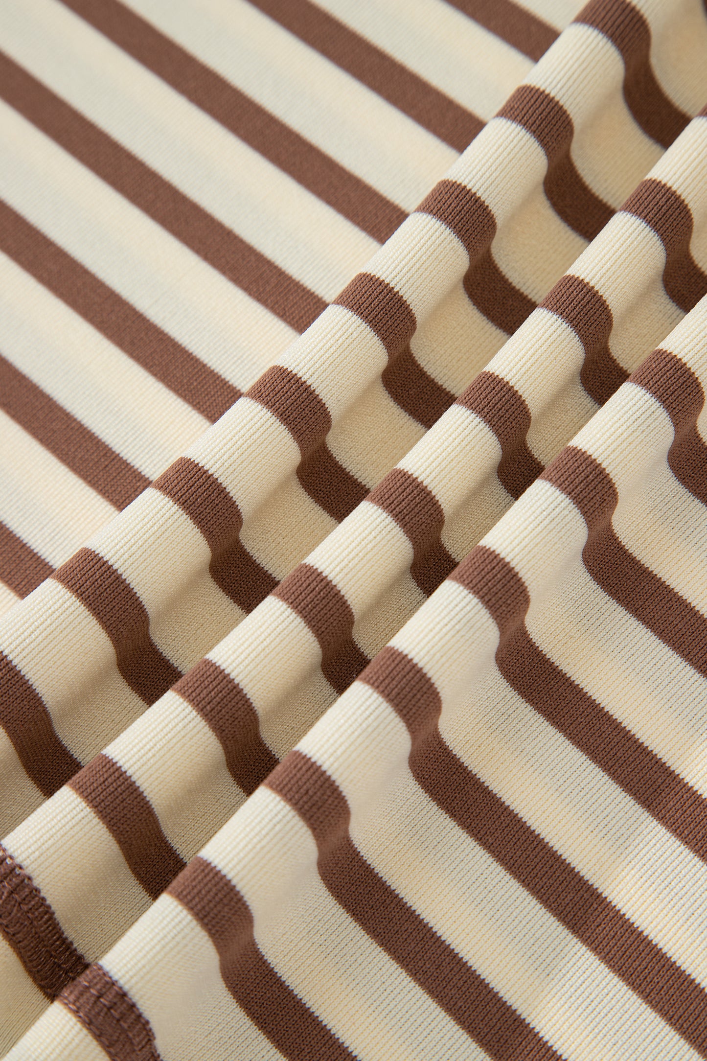 Brown Stripe Half Buttons Top and Shorts Set