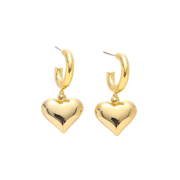 Chunky Heart Charm Earrings