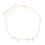 Celestial Pearl Dainty Necklace and Heart Charm Necklace