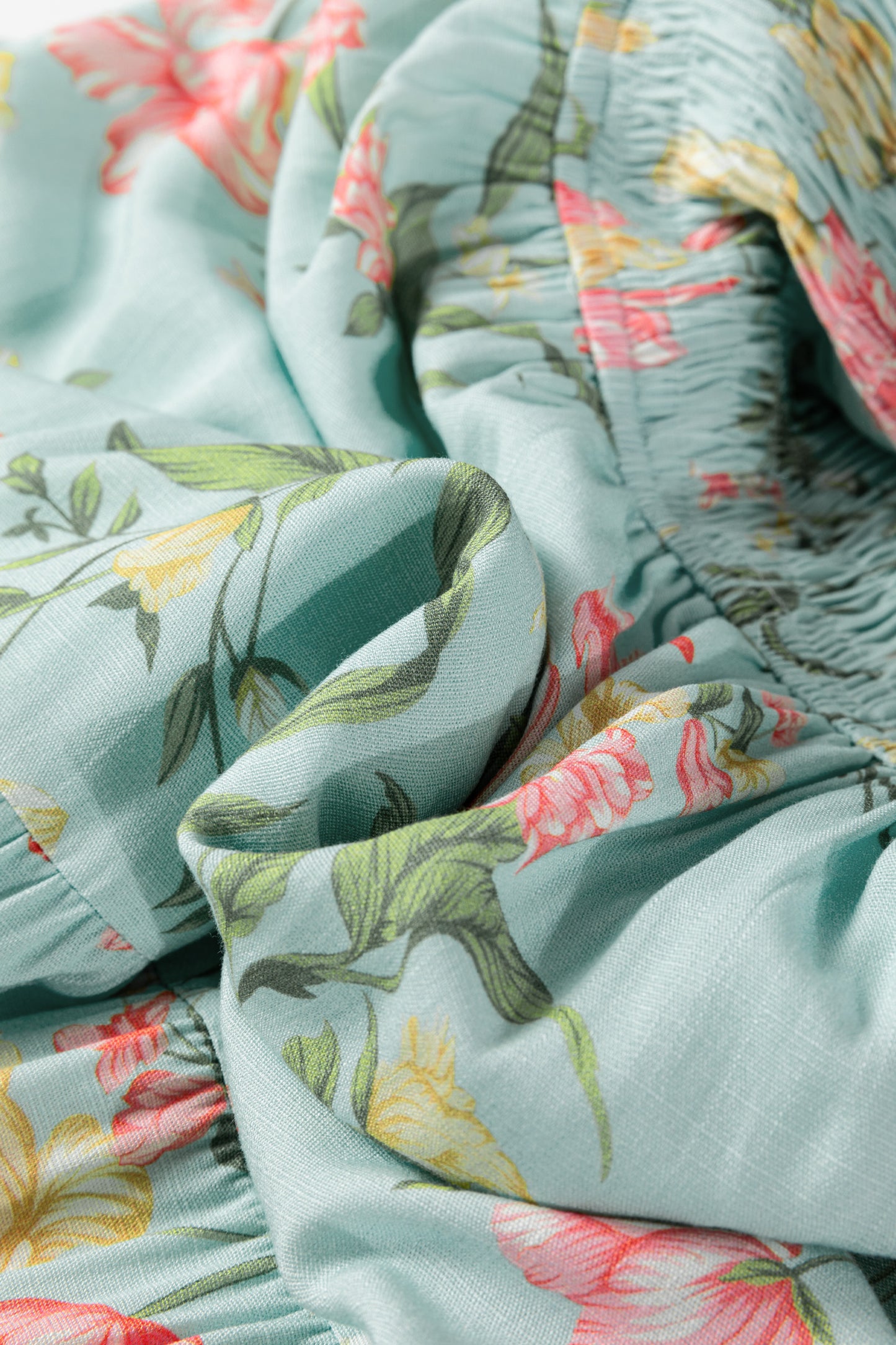 Yellow Smocked Bodice Ruffled Sleeveless Tiered Floral Maxi Dress