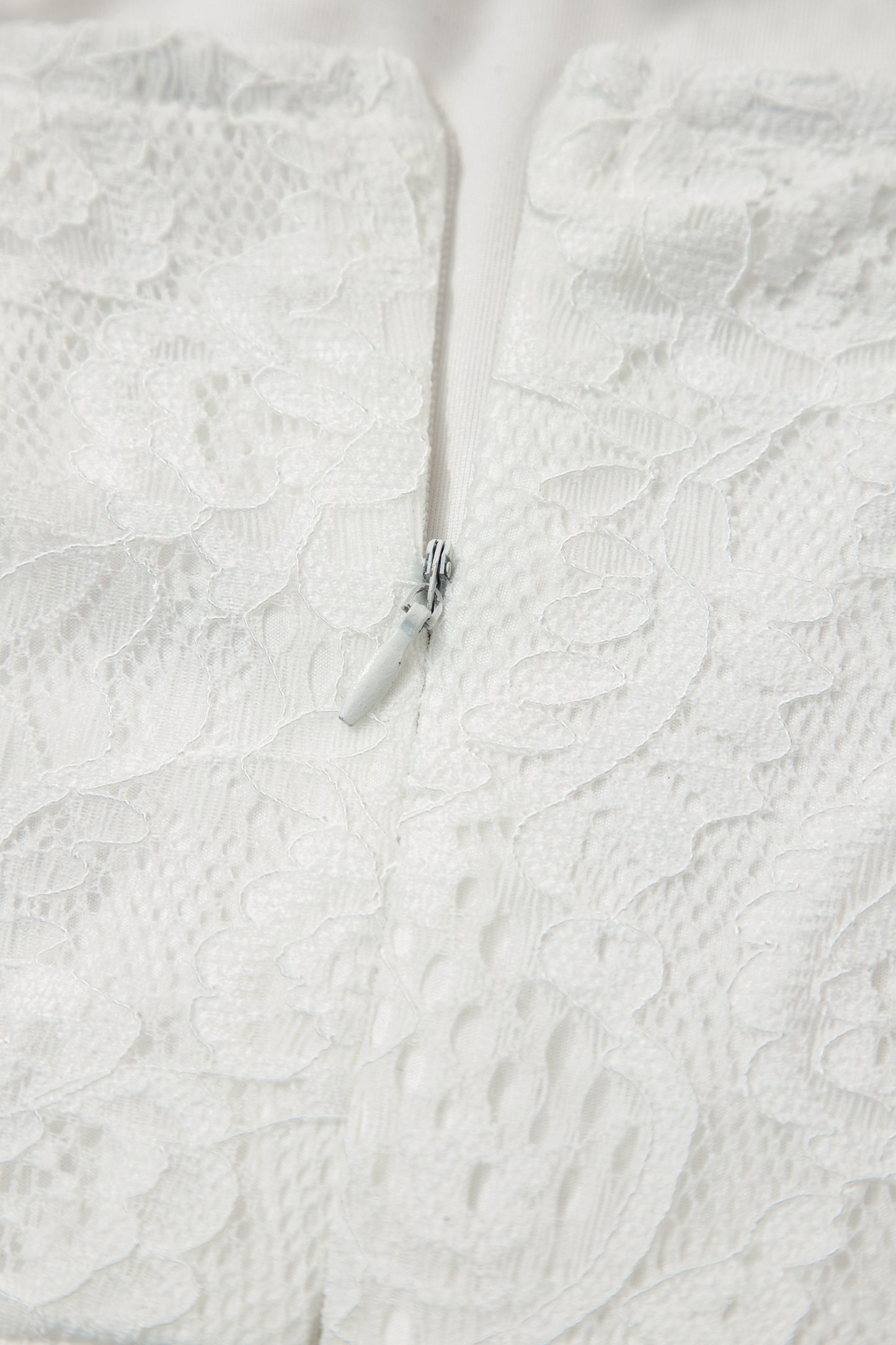 White Tie Spaghetti Straps Floral Lace Overlay Long Dress