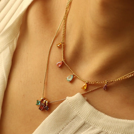 Vibrant Gemstone Zircon Pendant Necklace