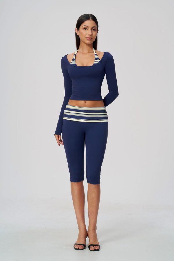 Long Sleeve Crop Top and Capri Leggings Set