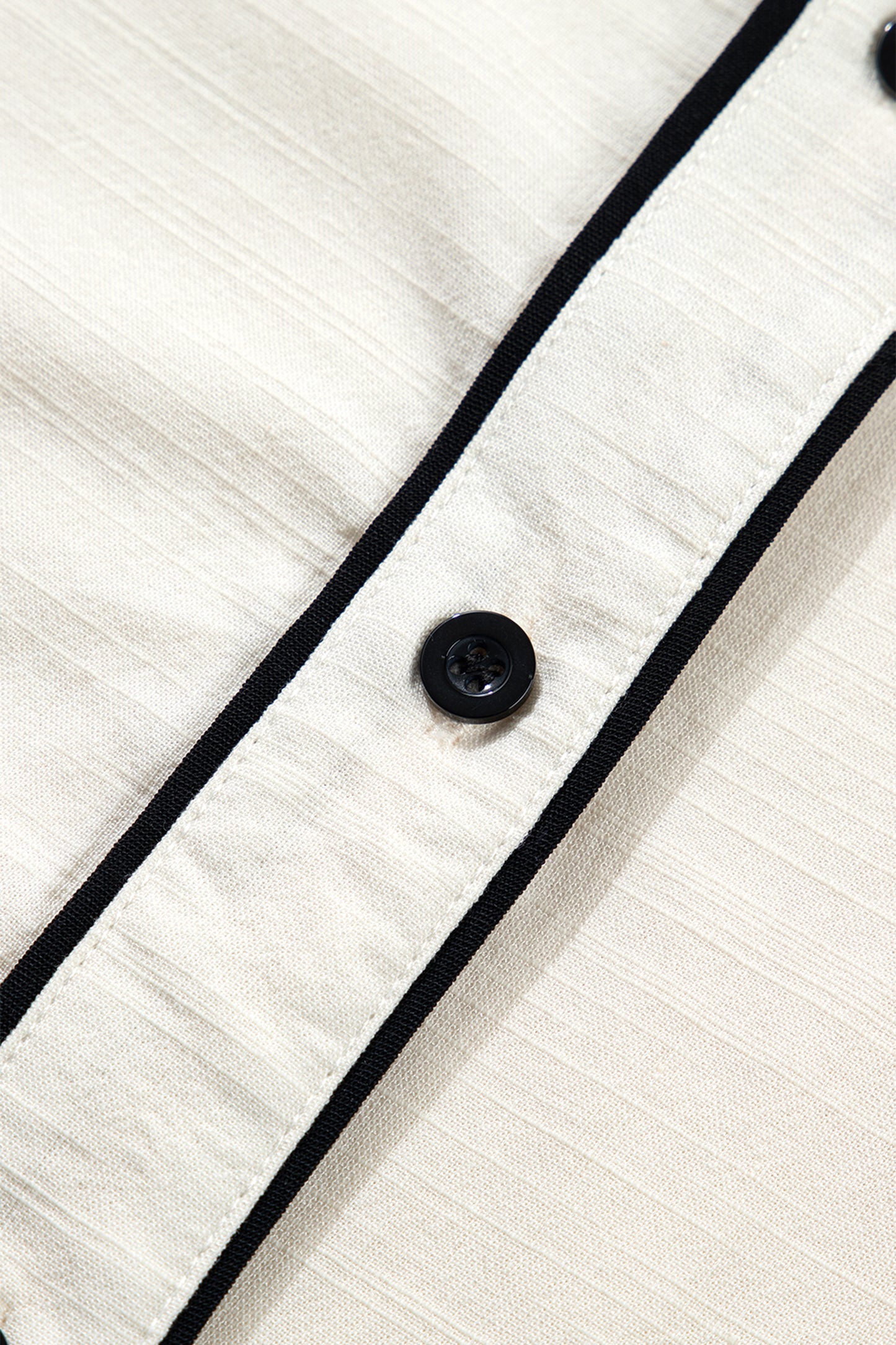 Beige Contrast Color Trim Button Down Long Puff Sleeve Shirt